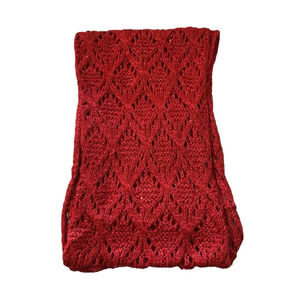 Knit infinity red scarf with sequins